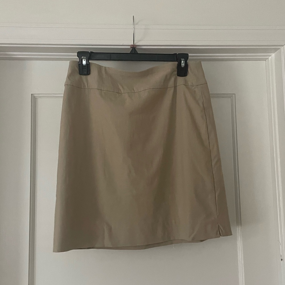Tan pencil skirt. Perfect for work
